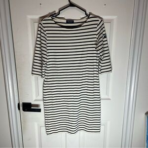 Saint James Classic Black and White Striped Midi Dress